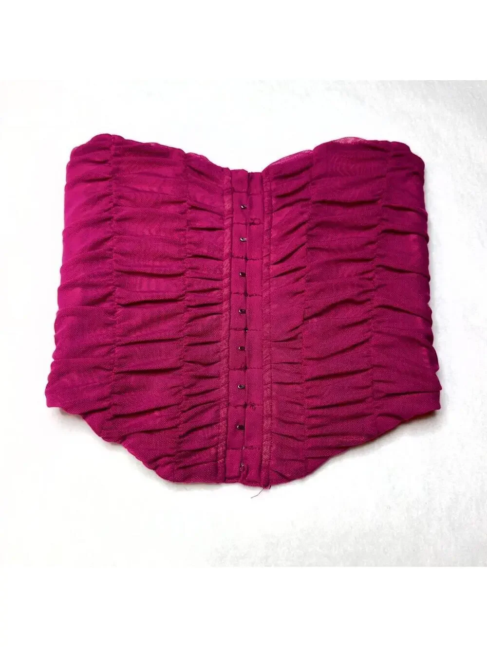 Edit by Nine Hot Pink Ruched Mesh Corset Bustier Top – Size S